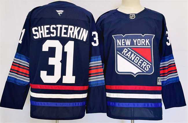 Men%27s New York Rangers #31 Igor Shesterkin Navy 2024-25 Stitched Jersey